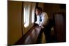 President Barack Obama Looks Out at the Australian Landscape from Air Force One, Nov. 17, 2011-null-Mounted Premium Photographic Print
