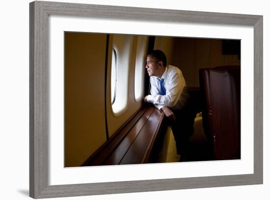 President Barack Obama Looks Out at the Australian Landscape from Air Force One, Nov. 17, 2011-null-Framed Photo