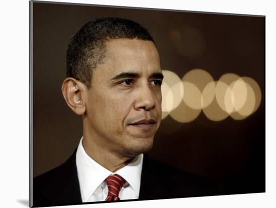 President Barack Obama Makes a Statement to the Nation, in the East Room of the White House-null-Mounted Photographic Print