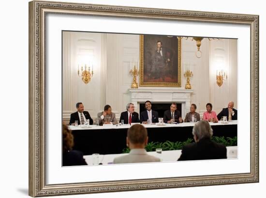 President Barack Obama Meets with Members of the Congressional Black Caucus-null-Framed Photo