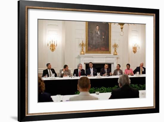 President Barack Obama Meets with Members of the Congressional Black Caucus-null-Framed Photo