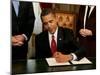 President Barack Obama Signs His First Act as President in the President's Room, January 20, 2009-null-Mounted Photographic Print
