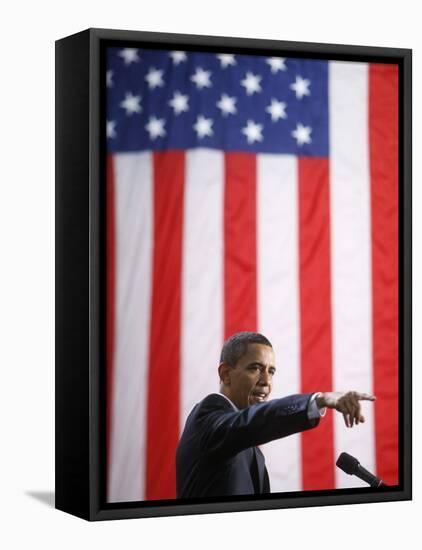 President Barack Obama Speaks at Savannah Technical College in Georgia-null-Framed Premier Image Canvas