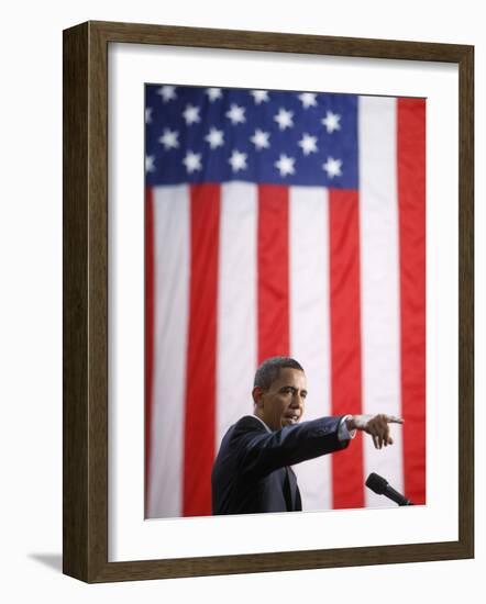 President Barack Obama Speaks at Savannah Technical College in Georgia-null-Framed Photographic Print