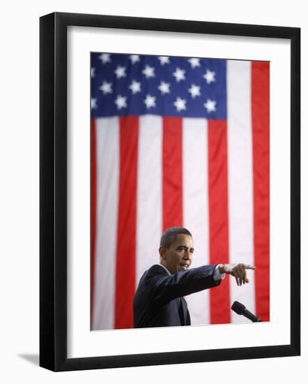President Barack Obama Speaks at Savannah Technical College in Georgia-null-Framed Photographic Print