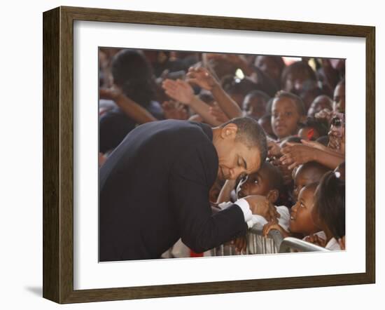 President Barack Obama Visits the Dr. Martin Luther King Charter School of New Orleans, Louisiana-null-Framed Photographic Print