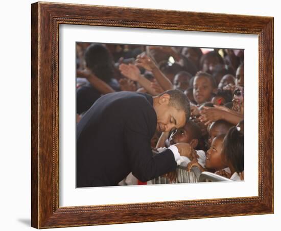 President Barack Obama Visits the Dr. Martin Luther King Charter School of New Orleans, Louisiana-null-Framed Photographic Print