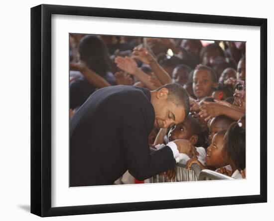 President Barack Obama Visits the Dr. Martin Luther King Charter School of New Orleans, Louisiana-null-Framed Photographic Print