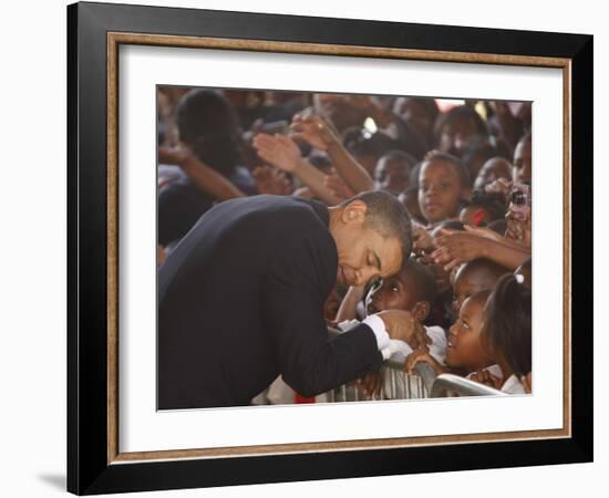 President Barack Obama Visits the Dr. Martin Luther King Charter School of New Orleans, Louisiana-null-Framed Photographic Print