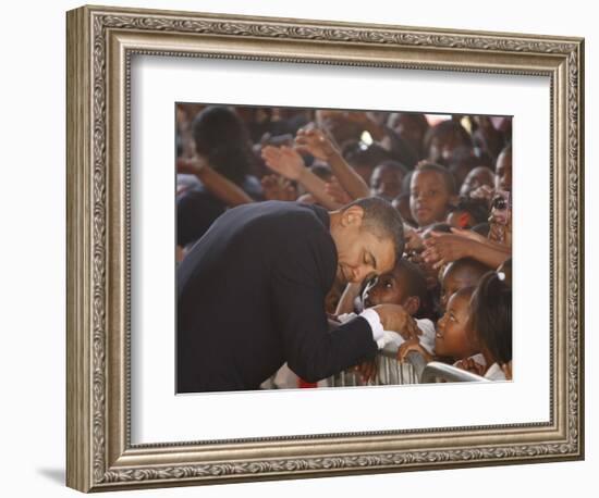 President Barack Obama Visits the Dr. Martin Luther King Charter School of New Orleans, Louisiana-null-Framed Photographic Print