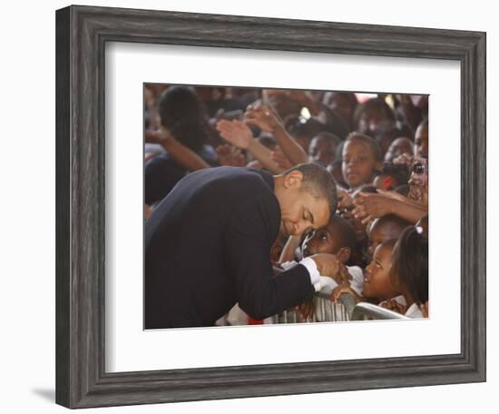 President Barack Obama Visits the Dr. Martin Luther King Charter School of New Orleans, Louisiana--Framed Photographic Print