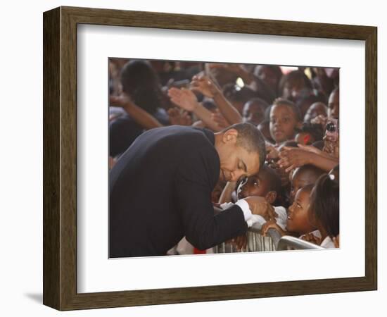 President Barack Obama Visits the Dr. Martin Luther King Charter School of New Orleans, Louisiana-null-Framed Photographic Print