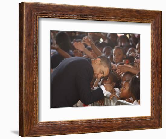 President Barack Obama Visits the Dr. Martin Luther King Charter School of New Orleans, Louisiana-null-Framed Photographic Print