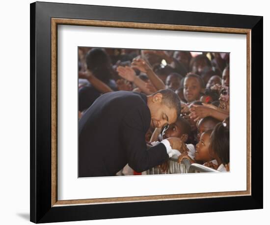 President Barack Obama Visits the Dr. Martin Luther King Charter School of New Orleans, Louisiana--Framed Photographic Print