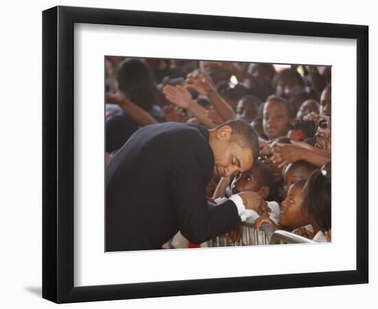 President Barack Obama Visits the Dr. Martin Luther King Charter School of New Orleans, Louisiana-null-Framed Photographic Print