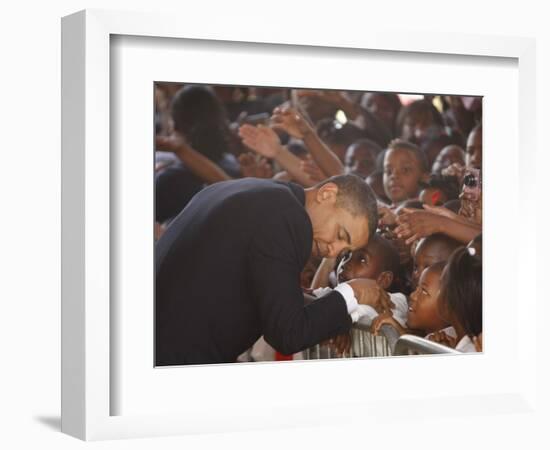 President Barack Obama Visits the Dr. Martin Luther King Charter School of New Orleans, Louisiana-null-Framed Photographic Print