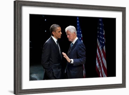 President Barack Obama with Former President Bill Clinton at an Election Year Fundraiser-null-Framed Photo