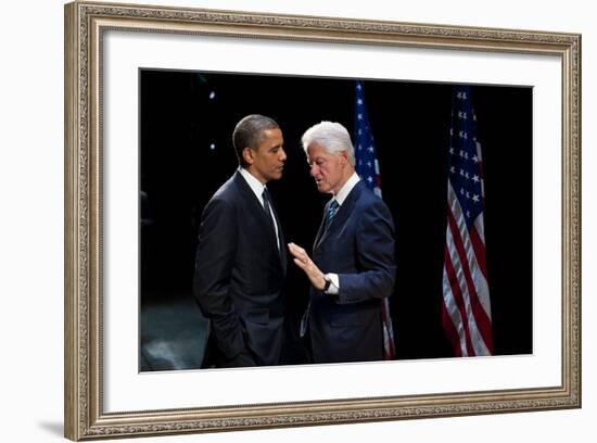 President Barack Obama with Former President Bill Clinton at an Election Year Fundraiser-null-Framed Photo