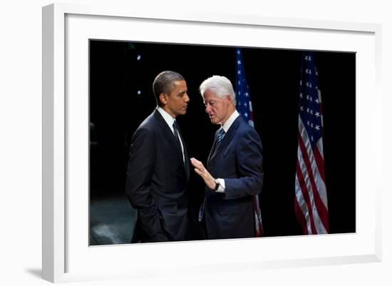 President Barack Obama with Former President Bill Clinton at an Election Year Fundraiser-null-Framed Photo