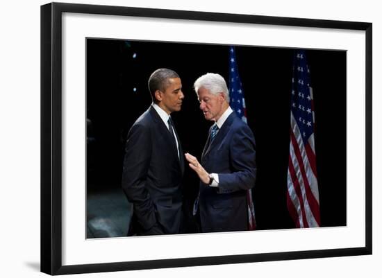 President Barack Obama with Former President Bill Clinton at an Election Year Fundraiser-null-Framed Photo