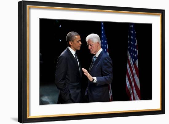 President Barack Obama with Former President Bill Clinton at an Election Year Fundraiser-null-Framed Photo