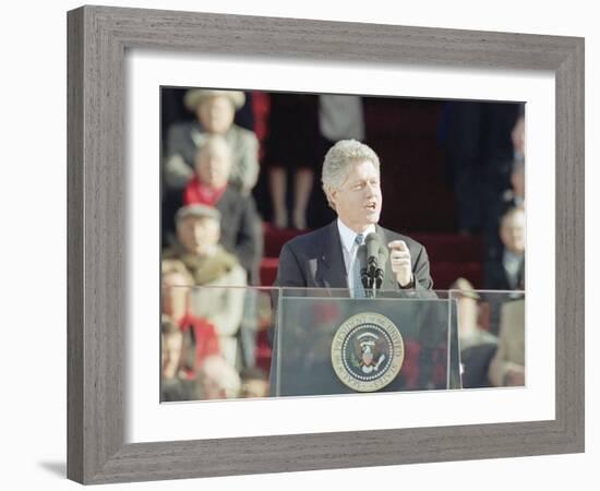 President Bill Clinton Delivers His First Inaugural Address, January 20, 1993-null-Framed Photographic Print