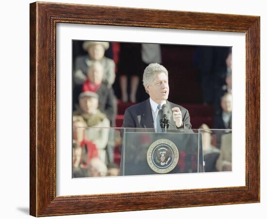 President Bill Clinton Delivers His First Inaugural Address, January 20, 1993-null-Framed Photographic Print
