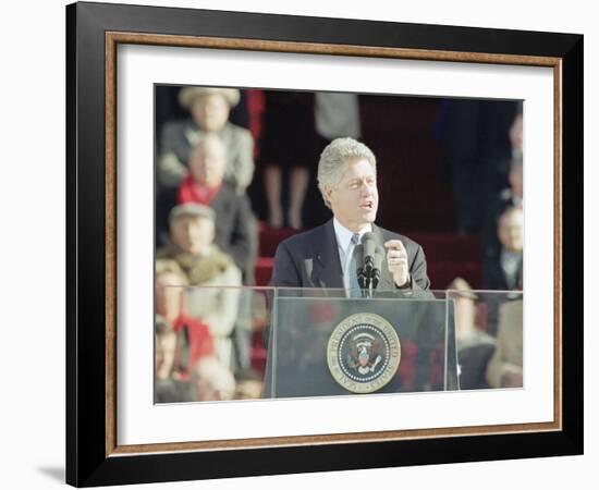 President Bill Clinton Delivers His First Inaugural Address, January 20, 1993-null-Framed Photographic Print