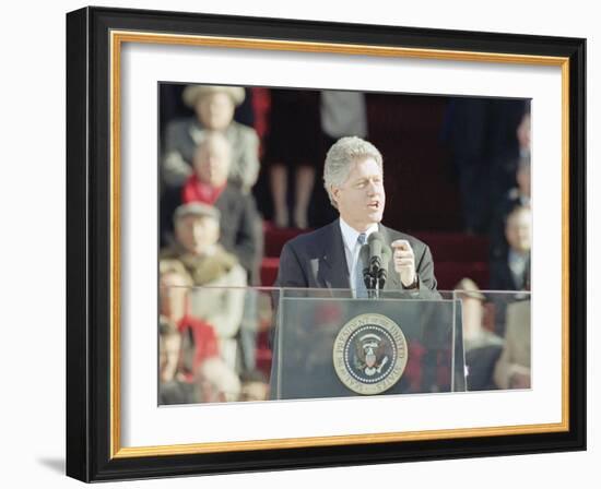 President Bill Clinton Delivers His First Inaugural Address, January 20, 1993-null-Framed Photographic Print