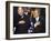 President Bush and His Father, Former President Bush, Put Their Hand Over Their Hearts-null-Framed Photographic Print