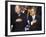 President Bush and His Father, Former President Bush, Put Their Hand Over Their Hearts-null-Framed Photographic Print