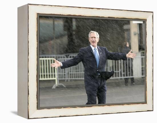 President Bush Departs in the Rain at Boeing Field in Seattle-null-Framed Premier Image Canvas