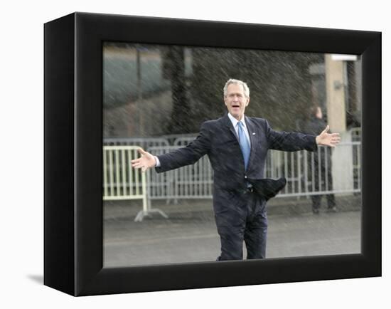 President Bush Departs in the Rain at Boeing Field in Seattle-null-Framed Premier Image Canvas