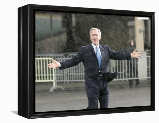 President Bush Departs in the Rain at Boeing Field in Seattle-null-Framed Premier Image Canvas