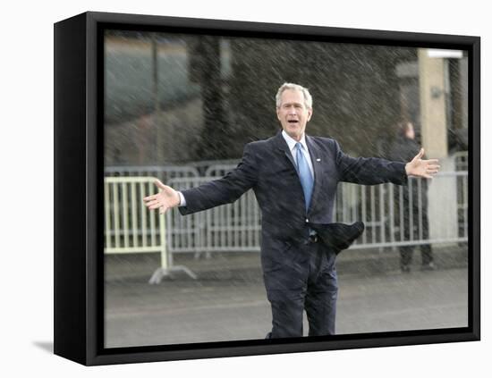 President Bush Departs in the Rain at Boeing Field in Seattle-null-Framed Premier Image Canvas