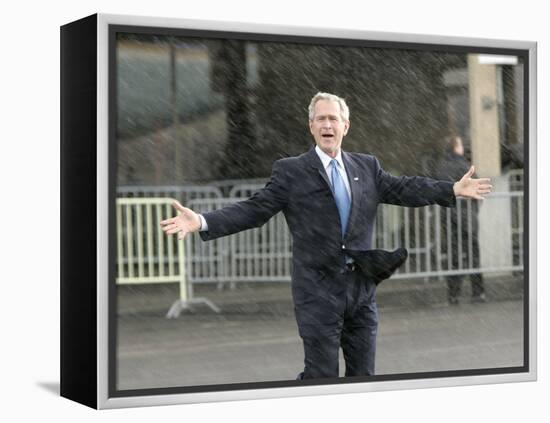 President Bush Departs in the Rain at Boeing Field in Seattle-null-Framed Premier Image Canvas