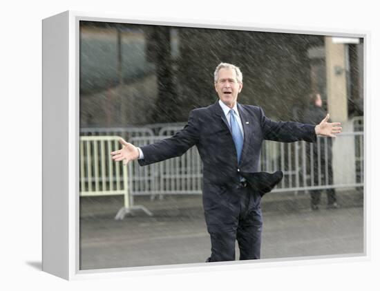 President Bush Departs in the Rain at Boeing Field in Seattle-null-Framed Premier Image Canvas