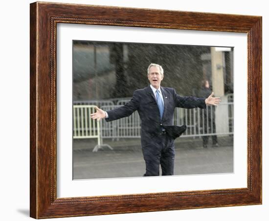 President Bush Departs in the Rain at Boeing Field in Seattle-null-Framed Photographic Print