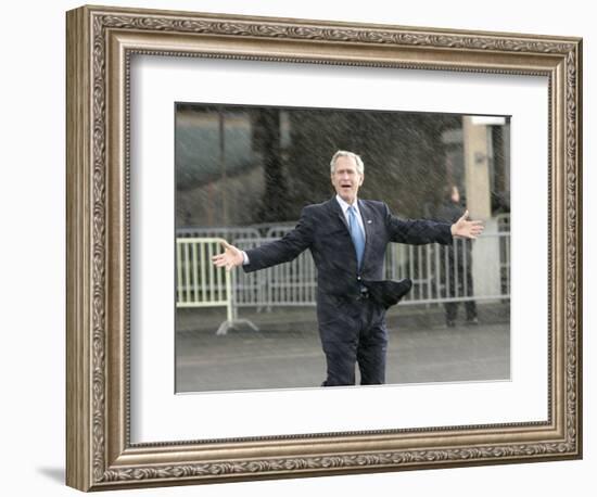 President Bush Departs in the Rain at Boeing Field in Seattle-null-Framed Photographic Print