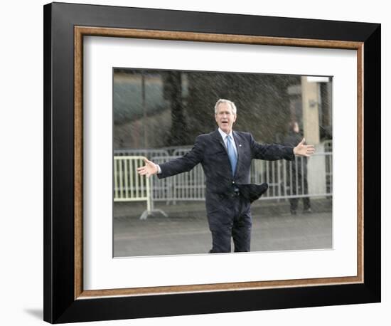 President Bush Departs in the Rain at Boeing Field in Seattle-null-Framed Photographic Print