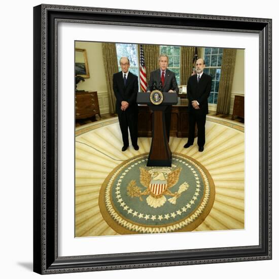 President Bush Names Ben Bernanke to Become the New Chairman of the Federal Reserve Board-null-Framed Photographic Print