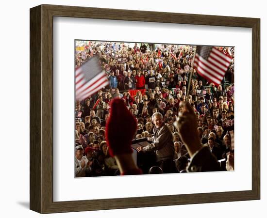 President Bush Receives Cheers as He is Introduced at a Campaign Rally at Post-Gazette Pavilion-null-Framed Photographic Print