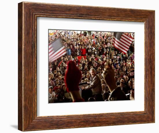 President Bush Receives Cheers as He is Introduced at a Campaign Rally at Post-Gazette Pavilion-null-Framed Photographic Print