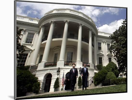 President Bush, Right, and Vice President Dick Cheney Walk to the South Lawn-null-Mounted Photographic Print