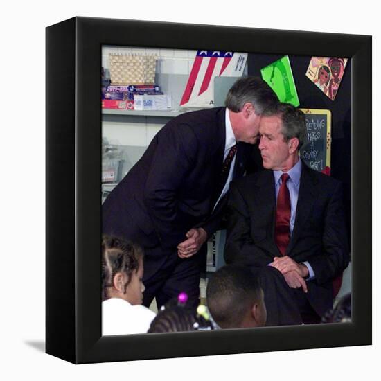 President Bush's Chief of Staff Gives Word of World Trade Center, During Visit to Elementary School-null-Framed Premier Image Canvas