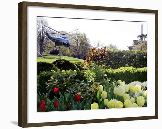 President Bush's Helicopter Leaves the White House-null-Framed Photographic Print