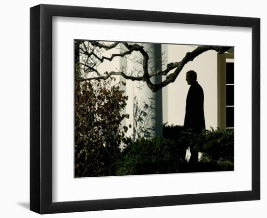 President Bush Walks out of the Oval Office to Make a Statement the South Lawn of the White House-null-Framed Photographic Print