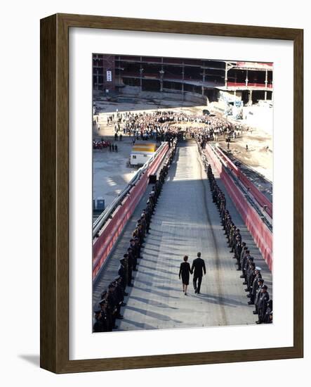 President Bush with Wife, First Lady Laura Bush, by His Side-null-Framed Photographic Print