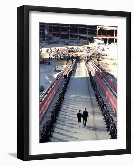 President Bush with Wife, First Lady Laura Bush, by His Side-null-Framed Photographic Print