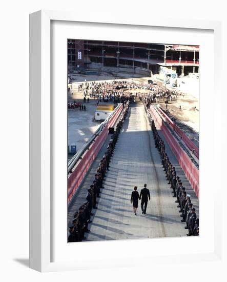 President Bush with Wife, First Lady Laura Bush, by His Side-null-Framed Photographic Print